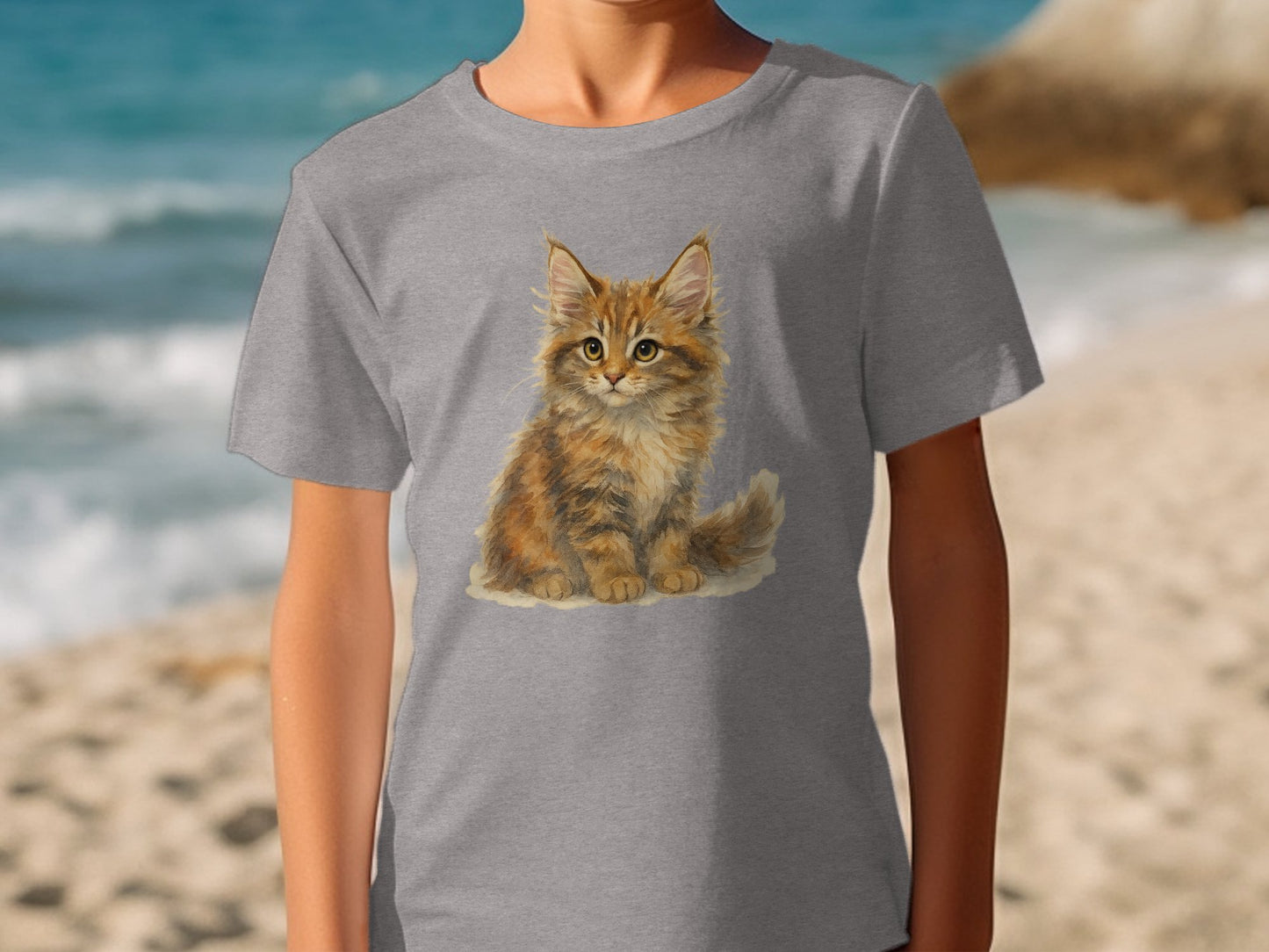 Cute Fluffy Kitten Design on Boys T-Shirt product