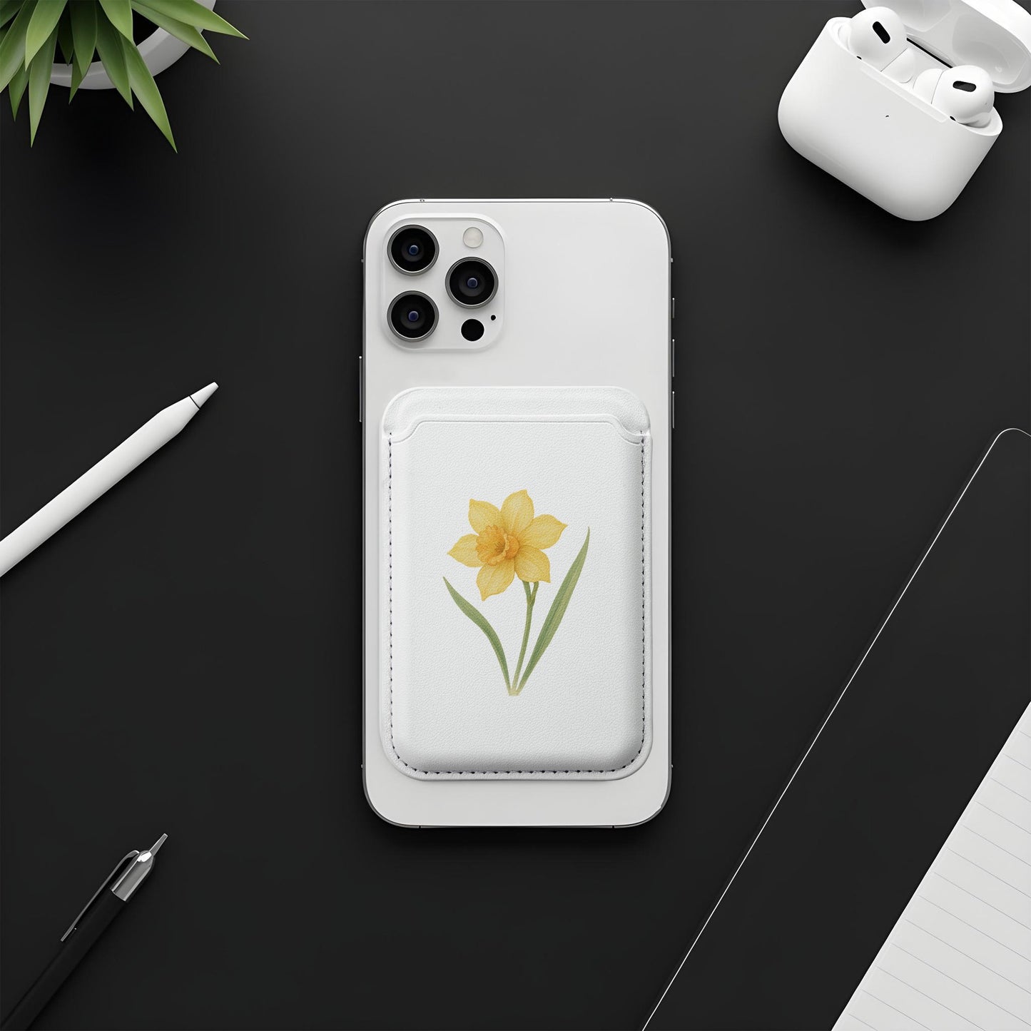 Elegant Flower Print Wallet Adhesive Card Holder product