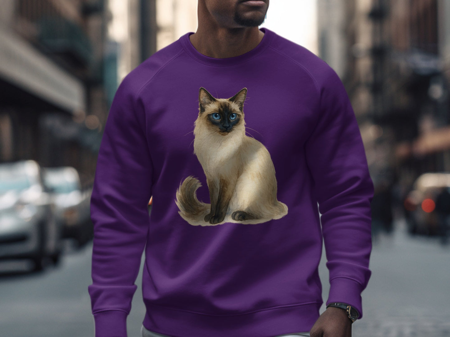 Stylish Purple Sweatshirt with Charming Cat Design product