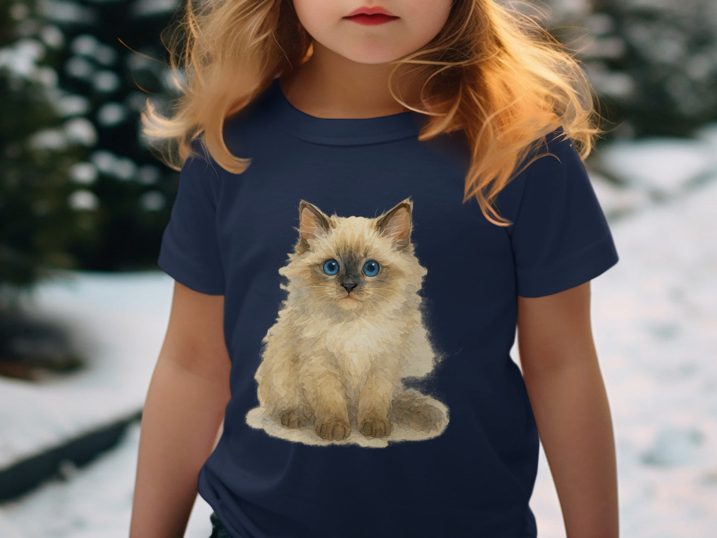 Cute Fluffy Kitten Graphic Tee for Kids T-shirt product type