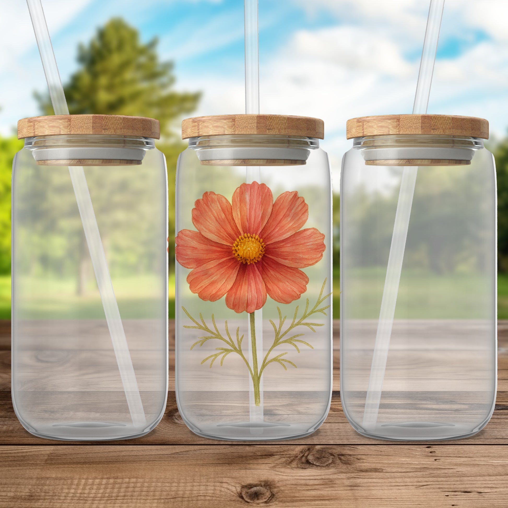 Floral Design Mason Jar Tumbler with Lids product type