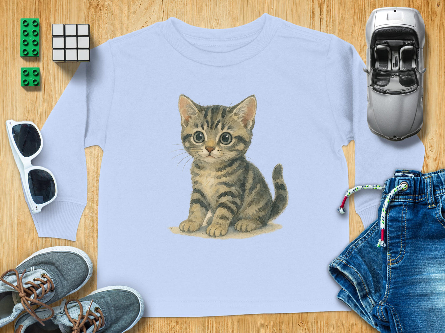 Adorable Kitten Print Long Sleeve Shirt product