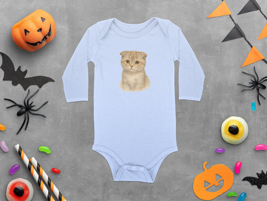Cute Halloween Cat Design Long Sleeve Baby Bodysuit product type