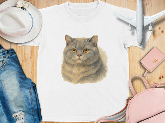 Cute Cat Art White Graphic T-shirt Fashion Wear product