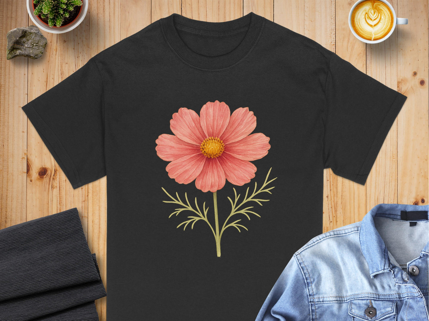 Coral Pink Botanical Flower Design T-Shirt product