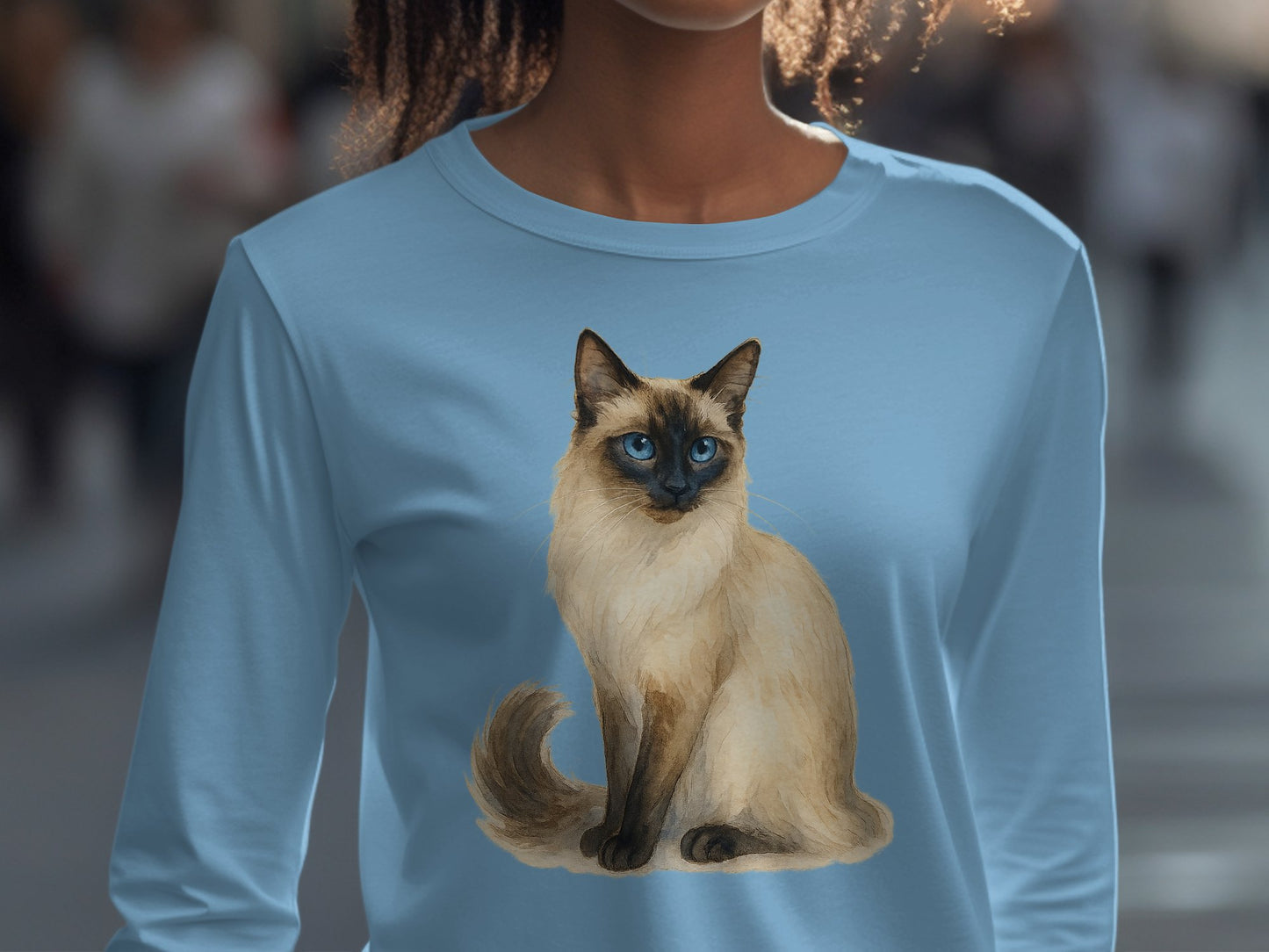 Realistic Siamese Cat Printed Long Sleeve Top product
