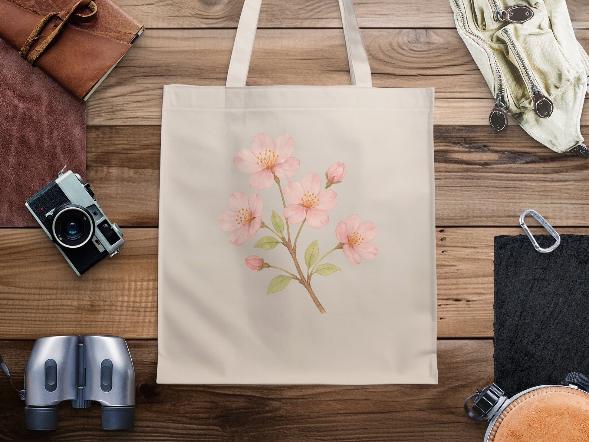 Pink Blossoms Design Reusable Tote Bag product type