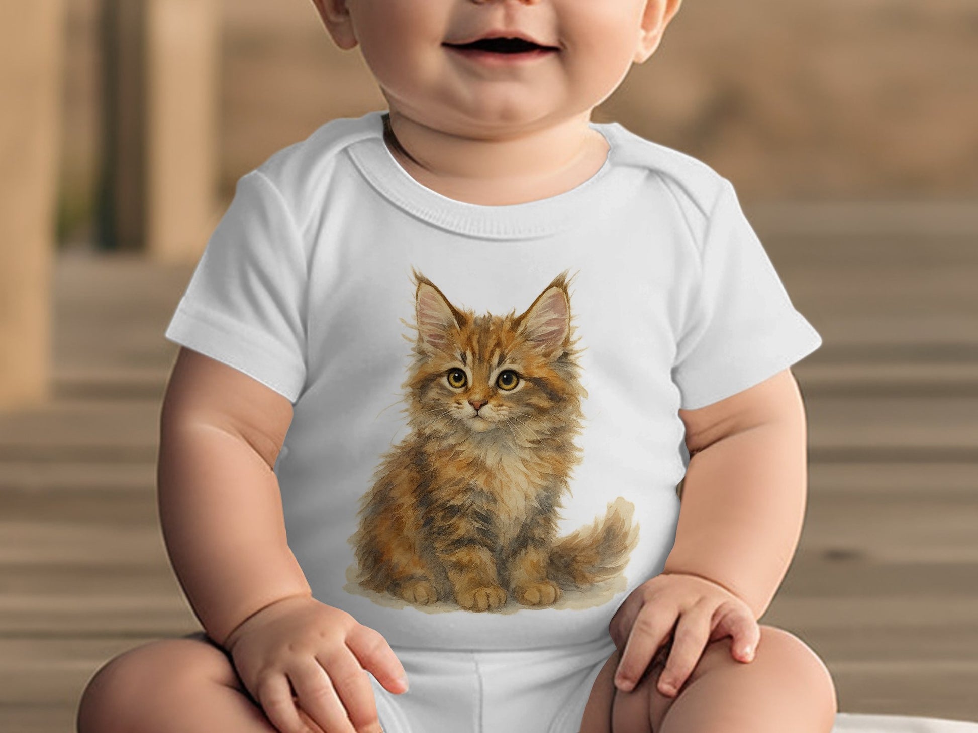 Adorable Baby Onesie with Cute Kitten Print product