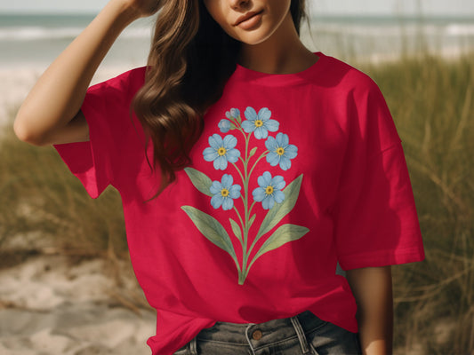 Vibrantly Colored Shirt with Blue Floral Design product type