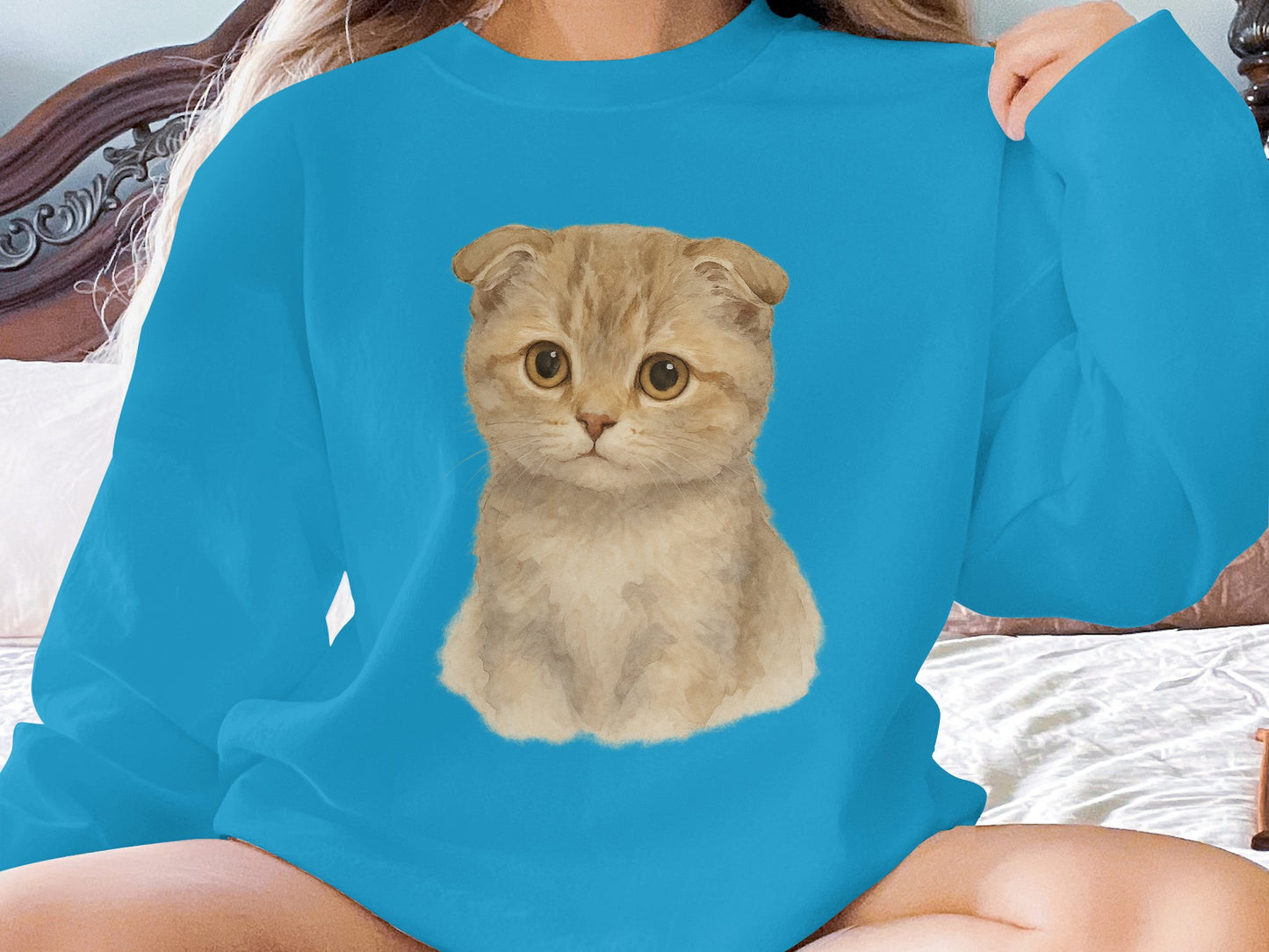 Adorable Scottish Fold Cat Print on Sweatshirt product