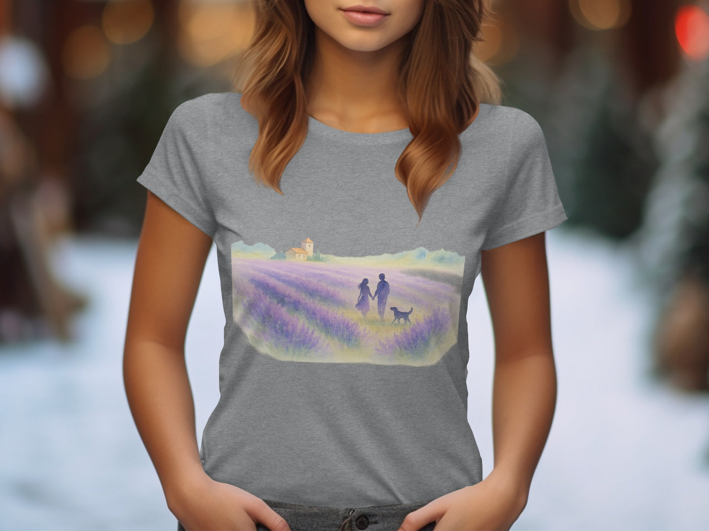 Serene Lavender Field Scene Graphic T-Shirt product type