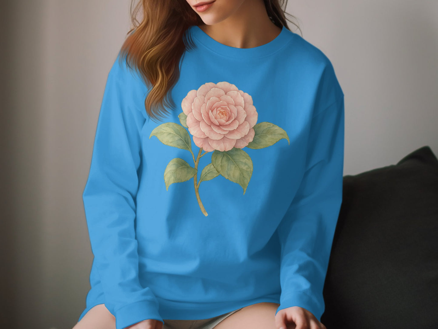 Beautiful Blue Long Sleeve Floral Print Shirt product type