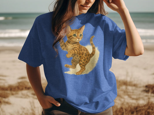 Bengal Cat Illustration Beach Tee Shirt product