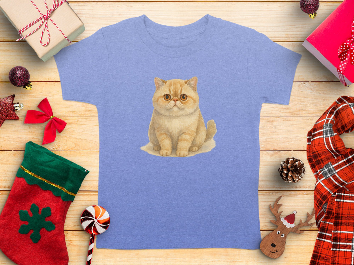 Cute Cat Illustration on Blue Graphic T-Shirt product