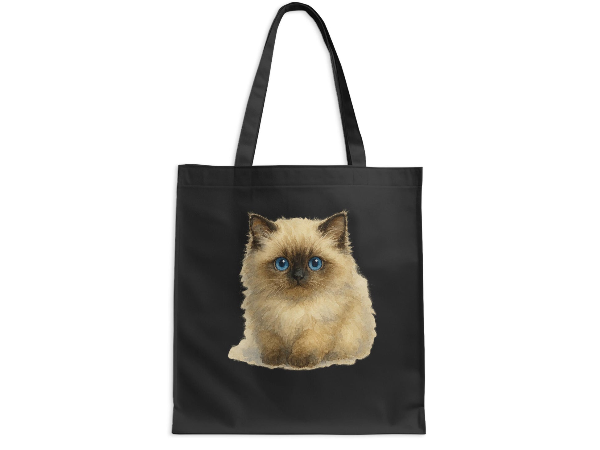 Cute Fluffy Blue Eyed Kitten on Black Tote Bag product
