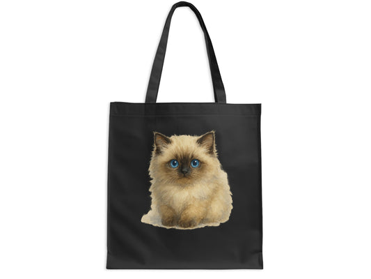Cute Fluffy Blue Eyed Kitten on Black Tote Bag product