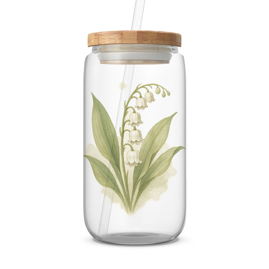 Elegant Floral Printed Glass Jar Beverage Product