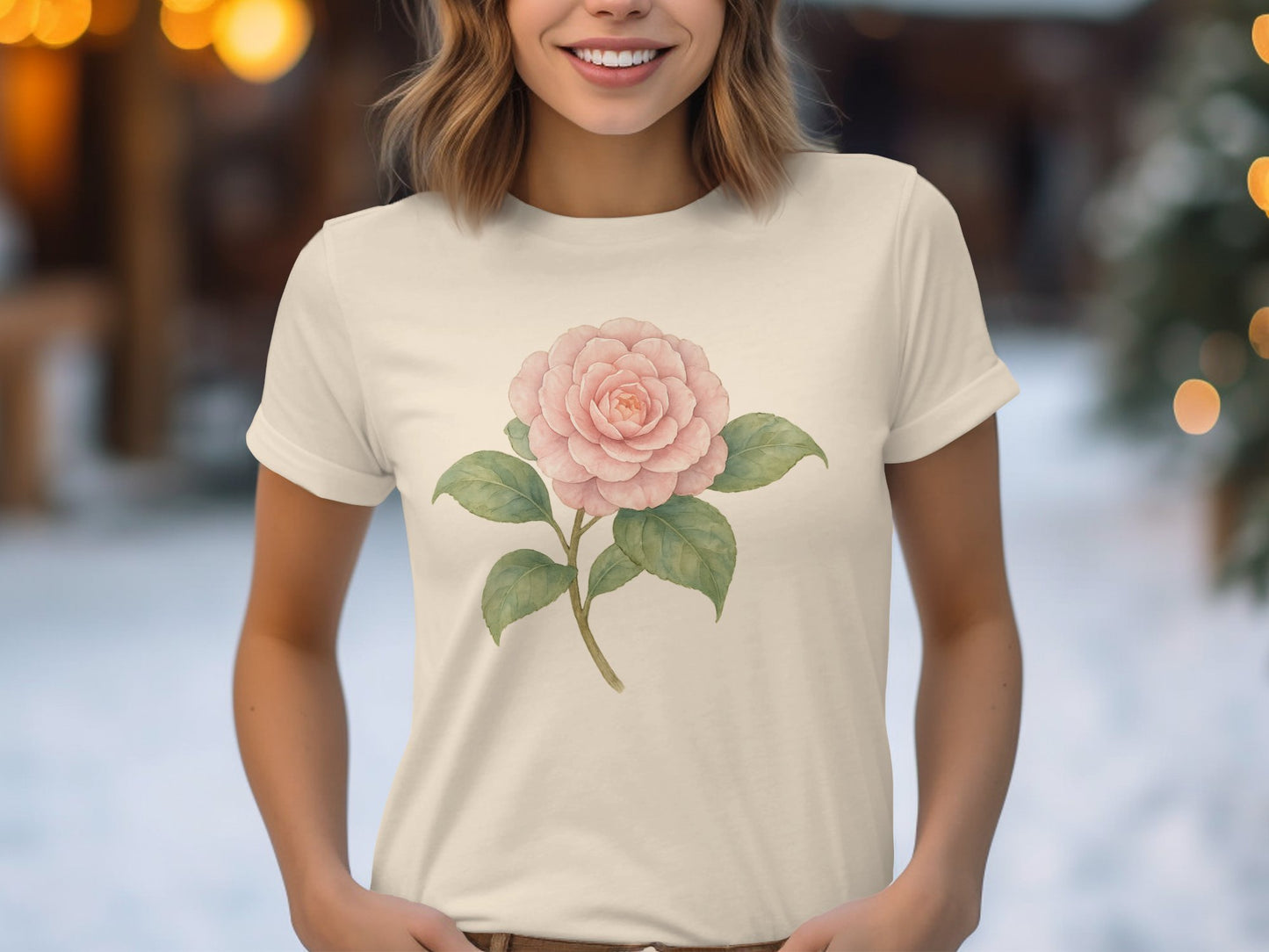 Beautiful Pink Flower Design on White Shirt product type