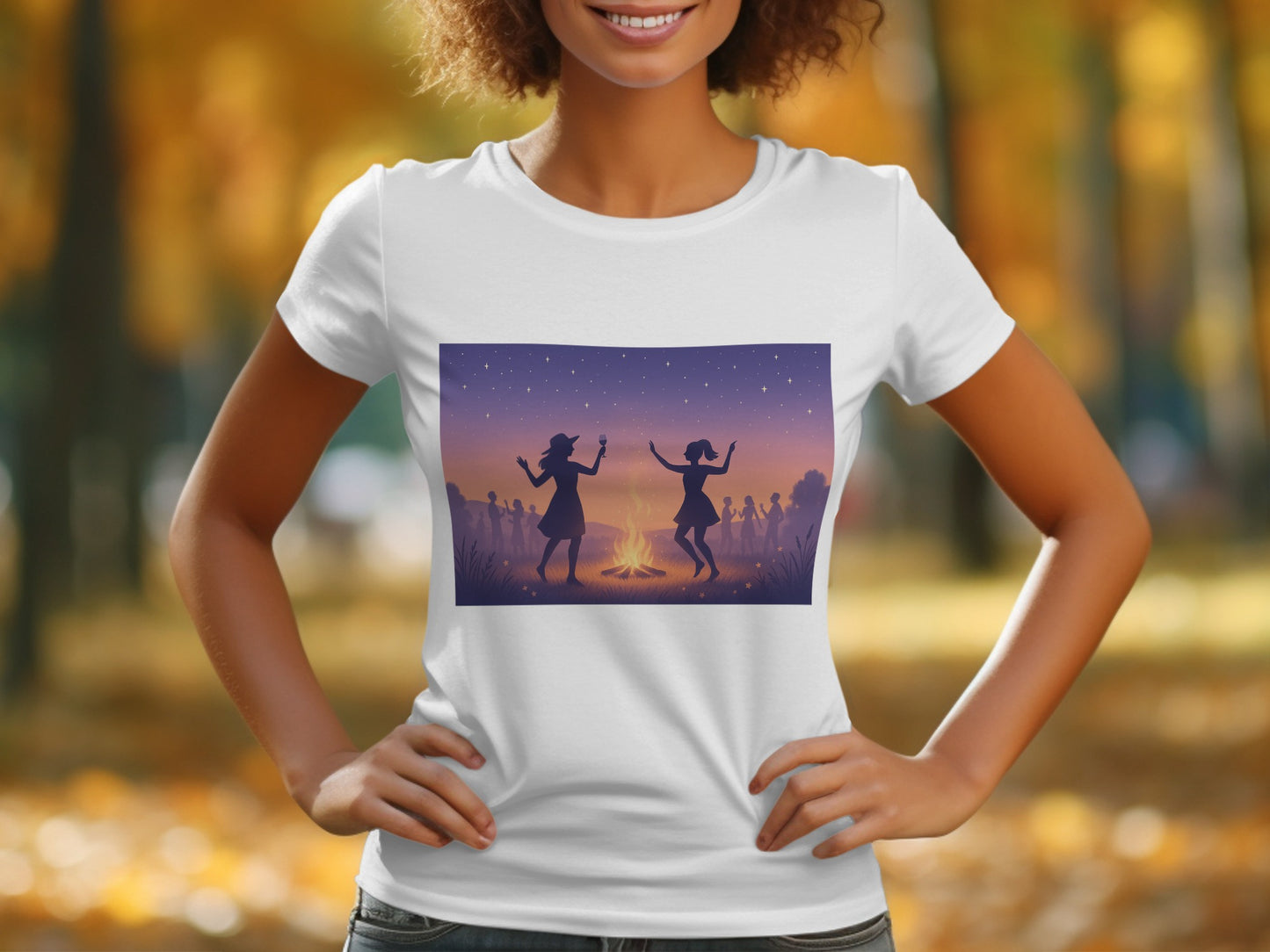 Sunset Campfire Dancing Silhouette Design Shirt product type