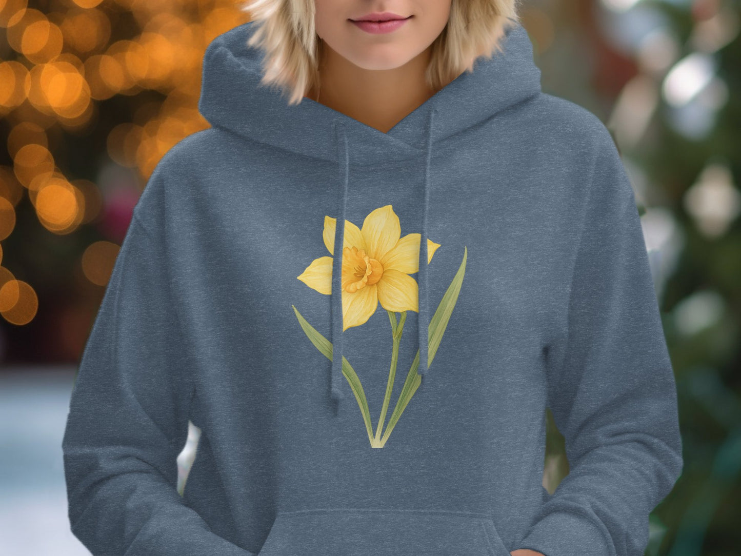 Elegant Gray Hoodie with Yellow Floral Design product type