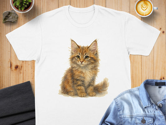 Adorable Cat Illustration Printed T-Shirt product type