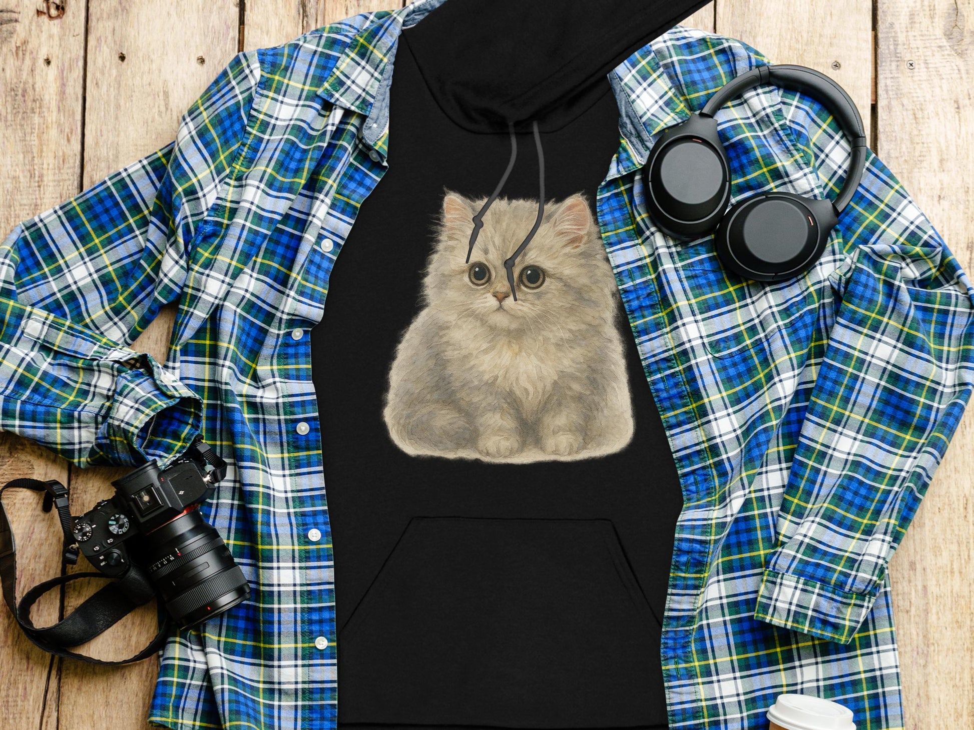 Adorable Kitten Graphic Hoodie Fashion Product