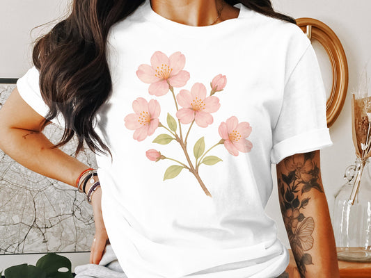 Beautiful Cherry Blossom Flowers Printed T-shirt product