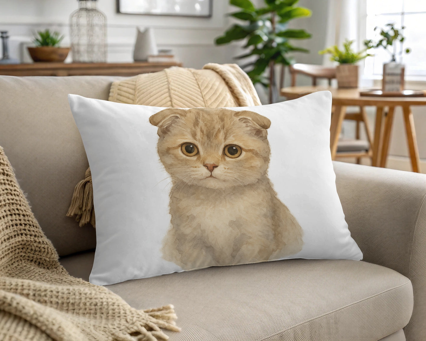 Adorable Scottish Fold Cat Throw Pillow product
