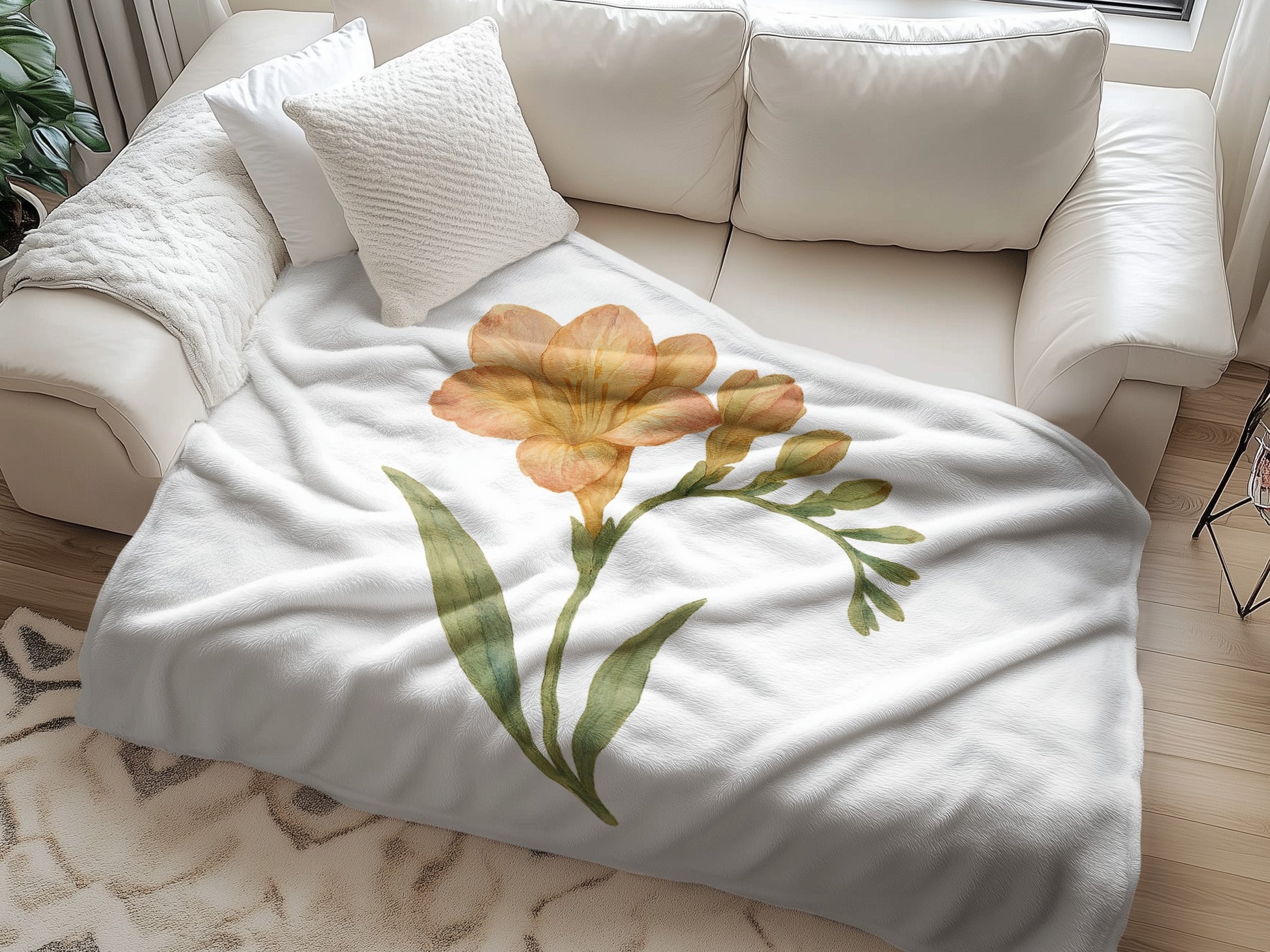 Delicate Flower Design Blanket Cozy Home Decor Product