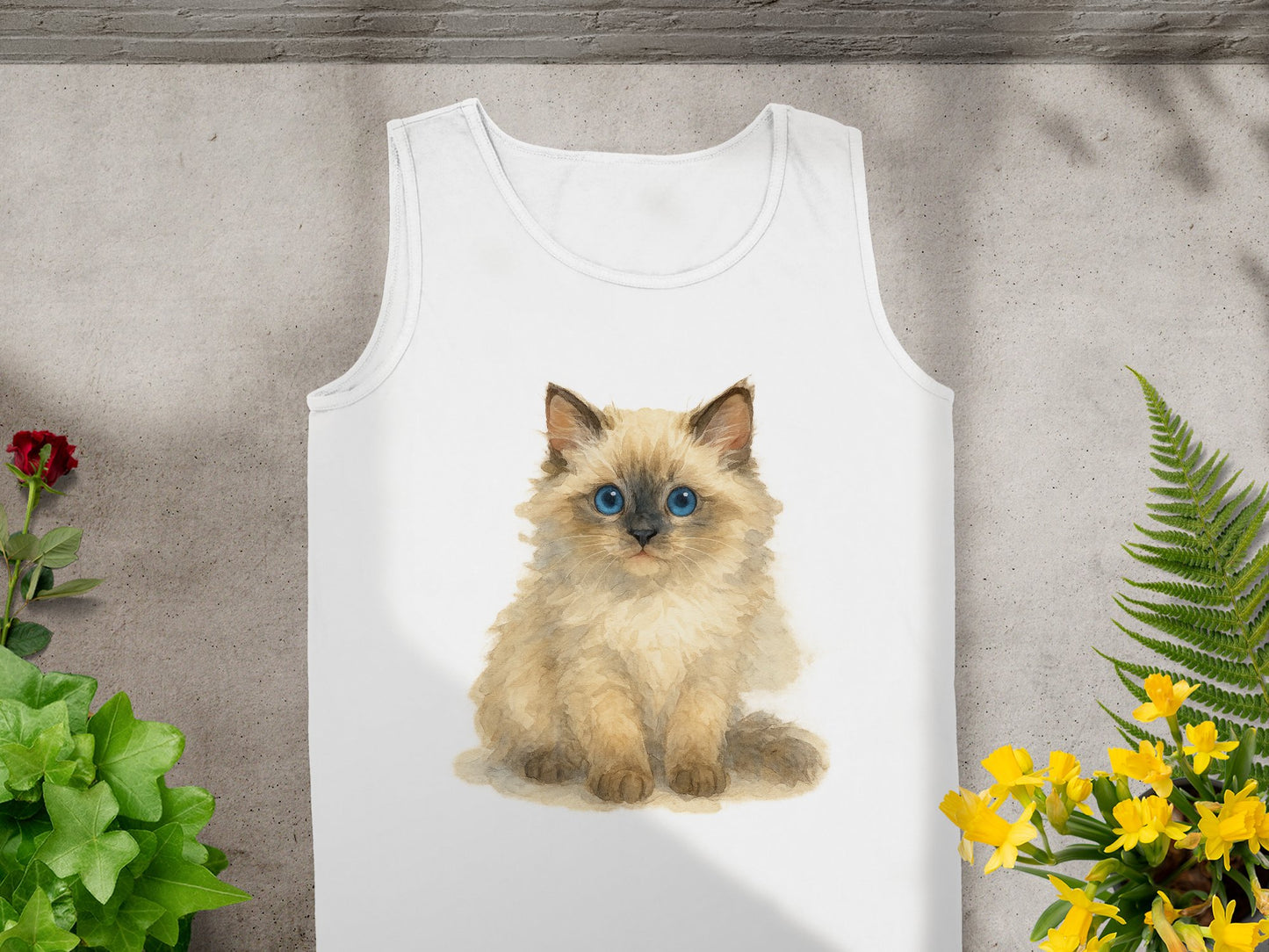 Adorable Kitten Print on Stylish White Tank Top product