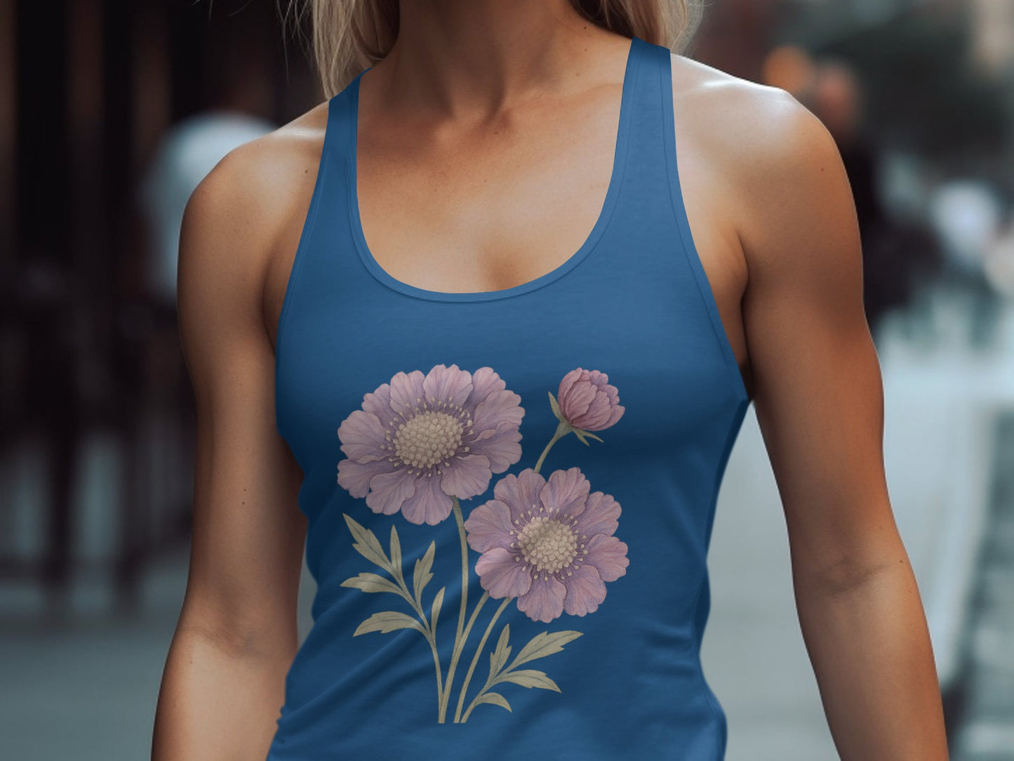 Floral Design Blue Tank Top Stylish Casual Wear product type
