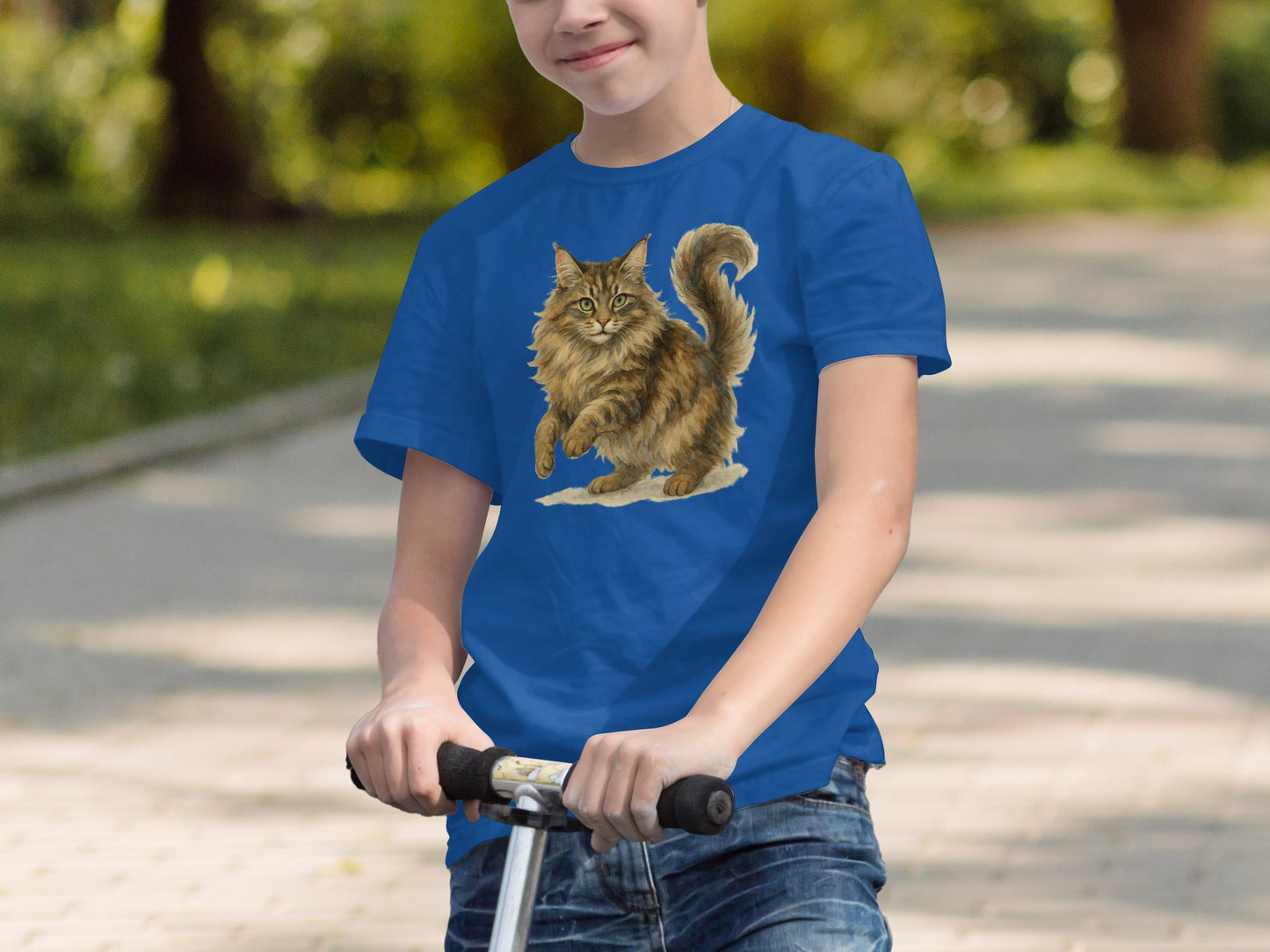 Playful Cat Graphic Design on Youth T-Shirt product type