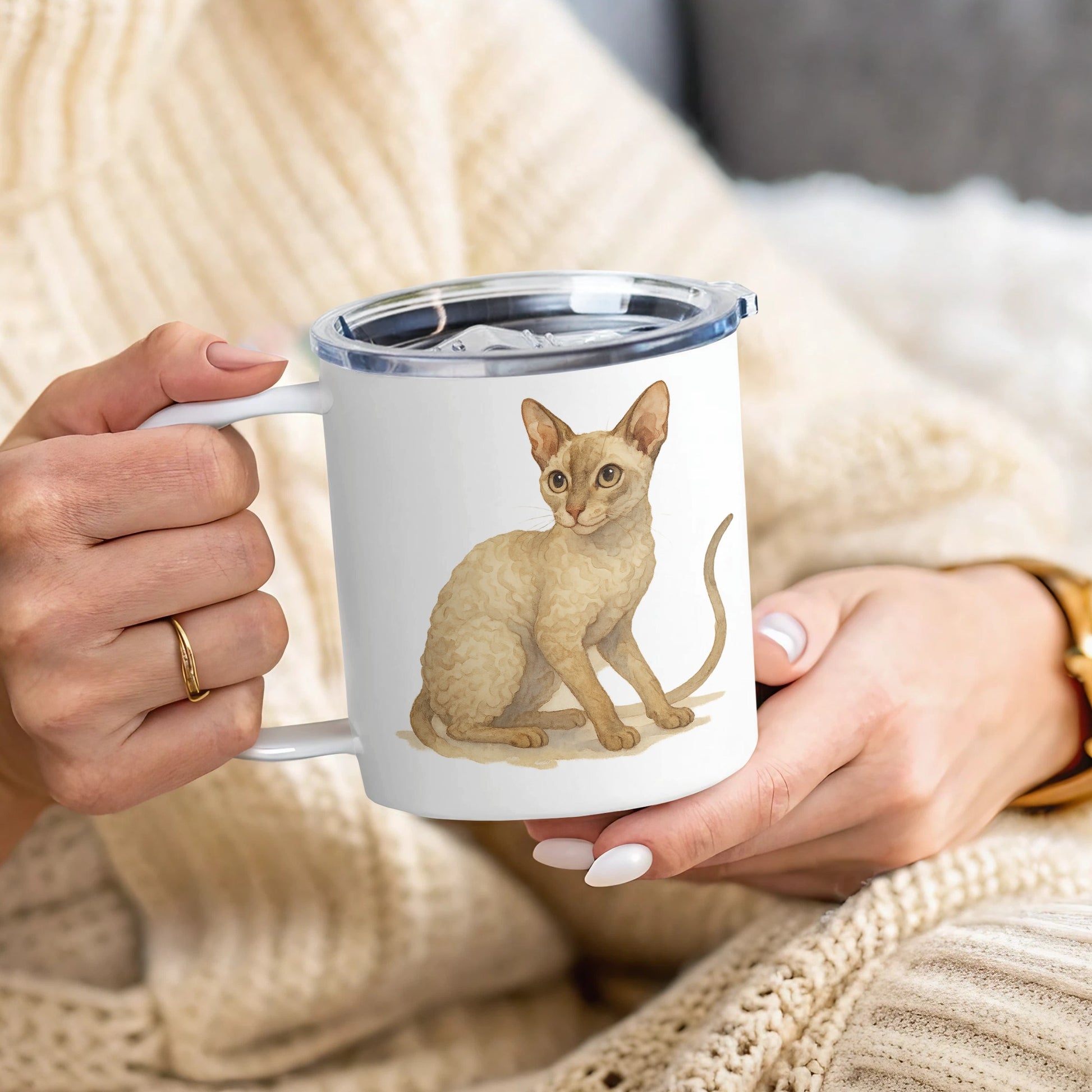 Cat Design Insulated Travel Mug Coffee Product