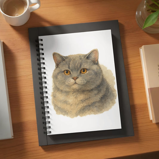 Adorable Gray Cat Illustration Notebook product