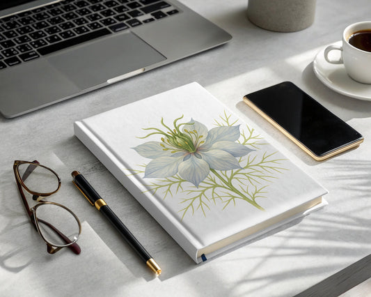Elegant Floral Design White Hardcover Notebook product