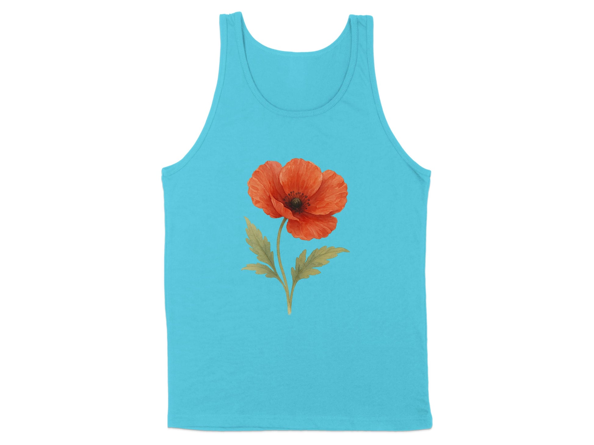Vibrant Blue Tank With Bold Red Floral Design product