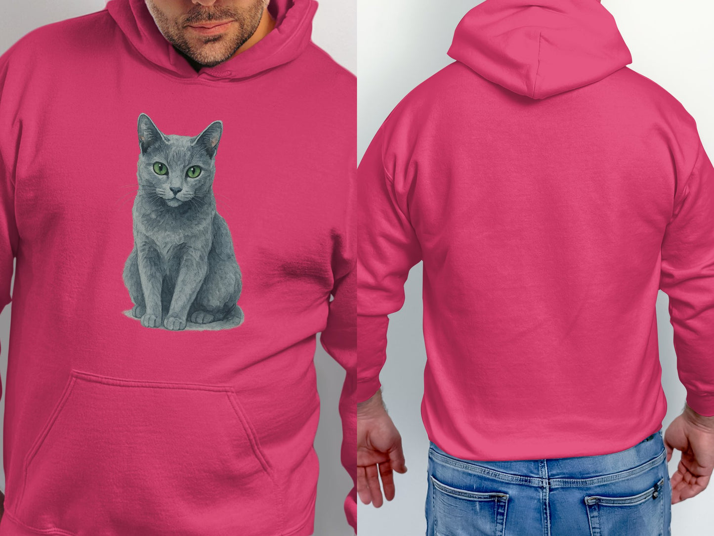 Gray Cat Print on Pink Hoodie Sweatshirt clothing product type