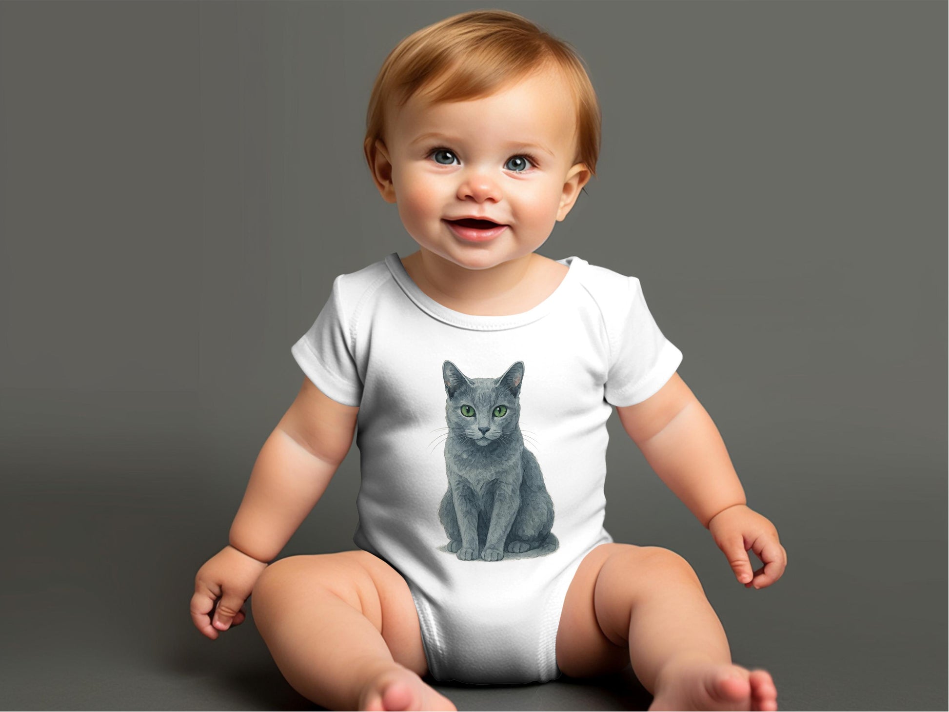 Adorable Baby Onesie With Cute Cat Illustration product type