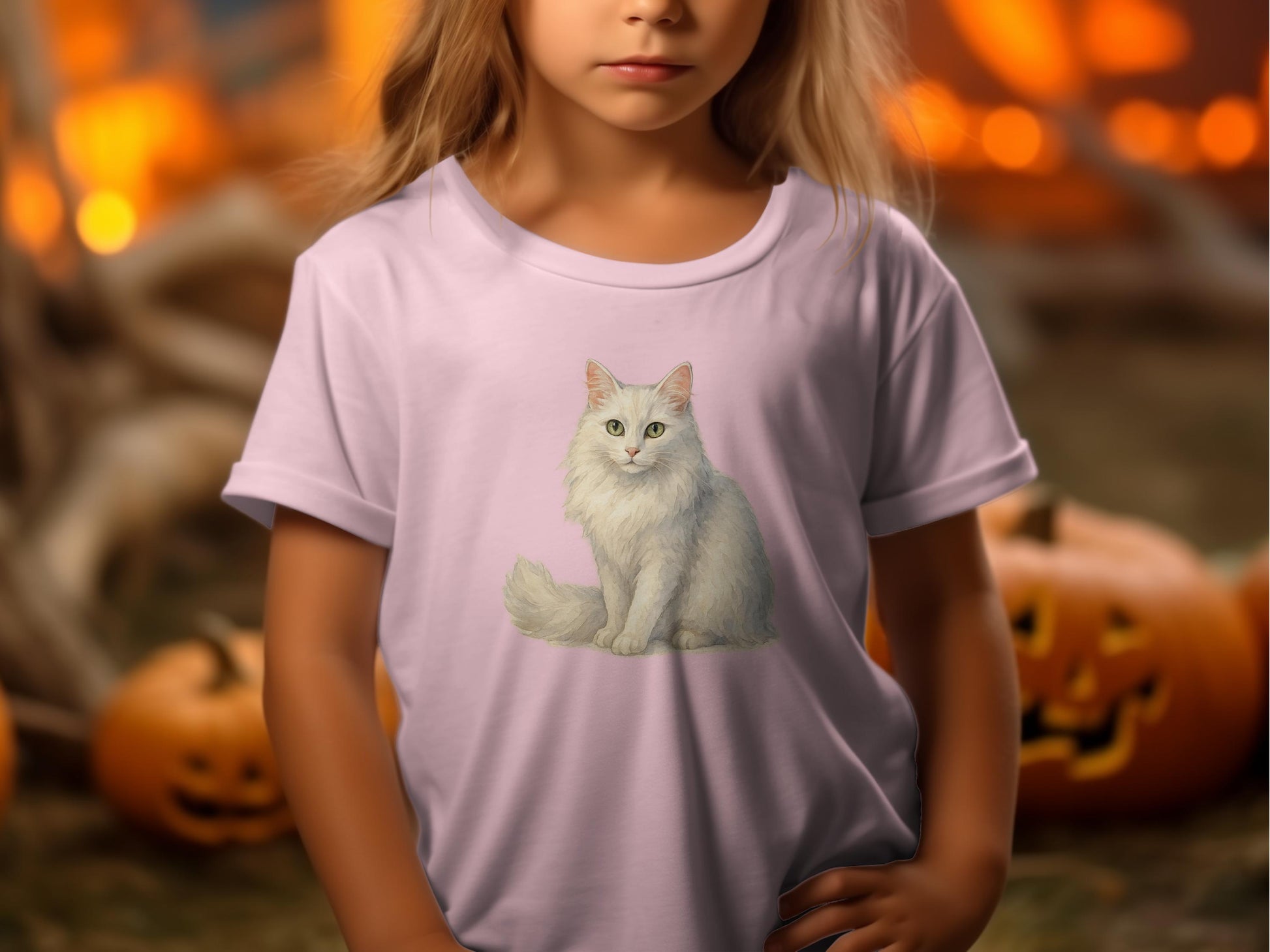 Cute Cat Print on Pink Tee for Kids T Shirt product type