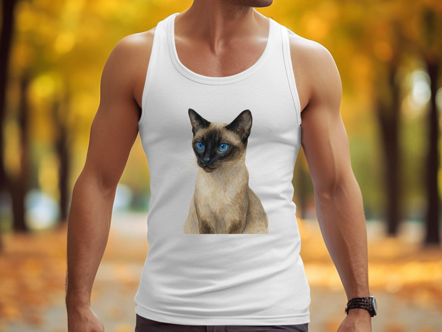 Siamese Cat Graphic Printed Mens White Tank Top product