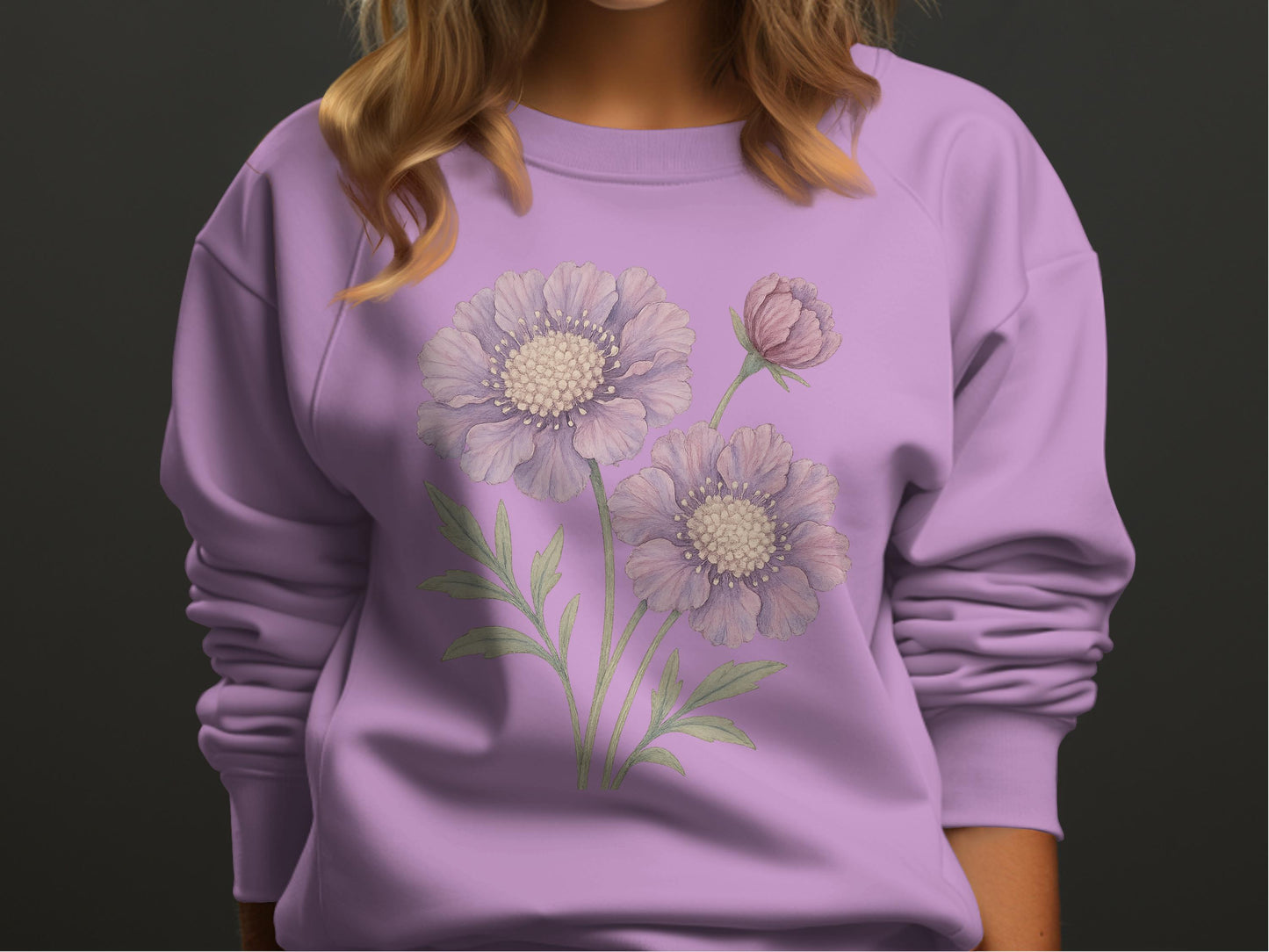 Lovely Purple Sweatshirt With Floral Print product type