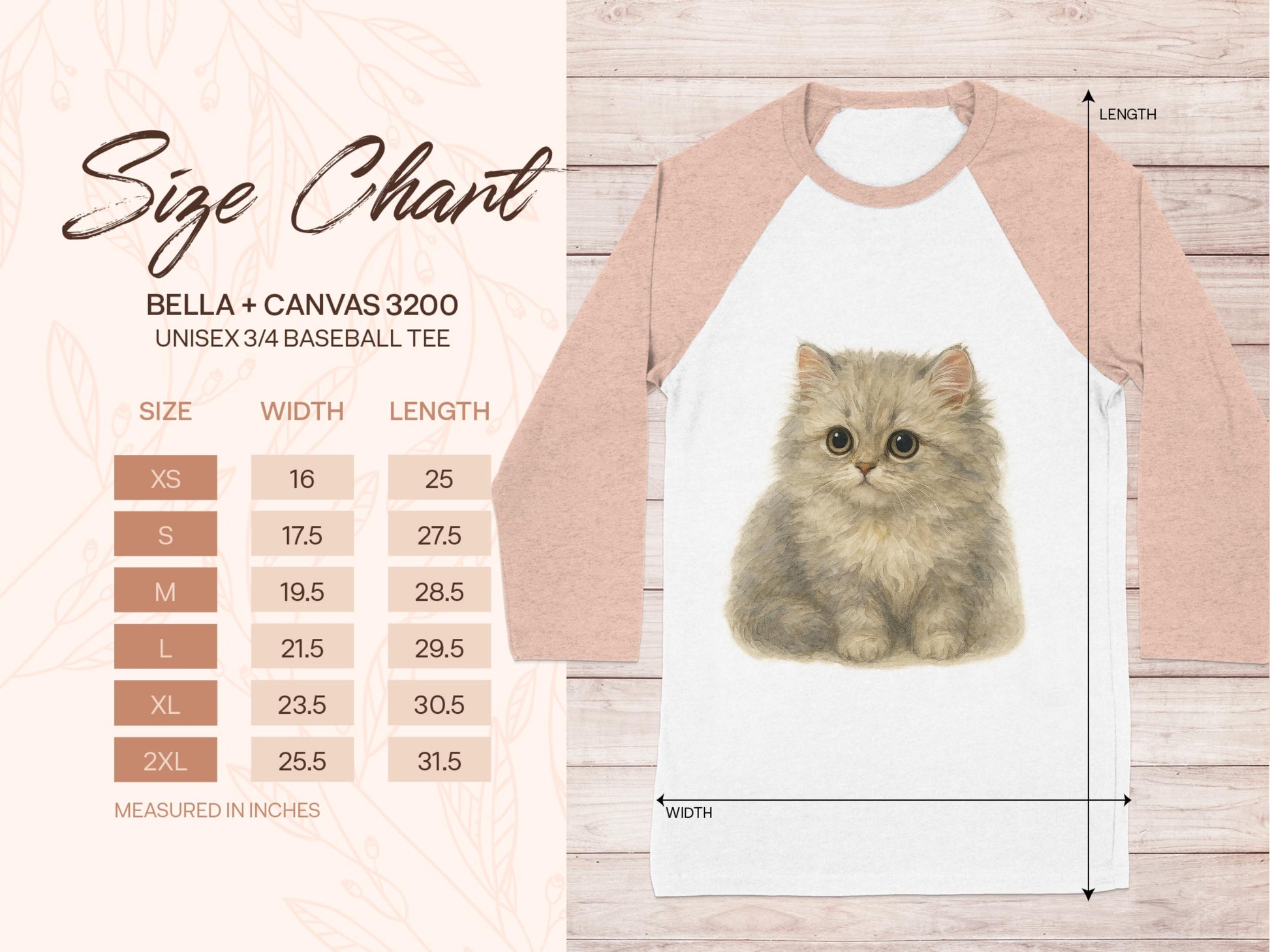 Cute Kitten Print Unisex 3/4 Sleeve Baseball Tee product