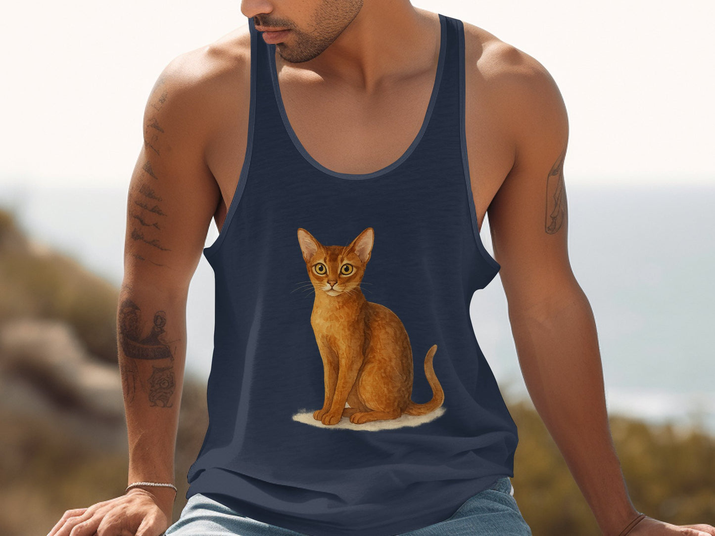 Cute Cat Design Navy Men's Tank Top Product