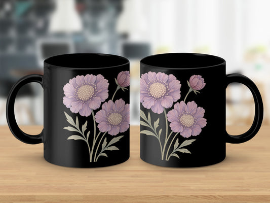 Purple Flower Pattern Design Black Coffee Mug product