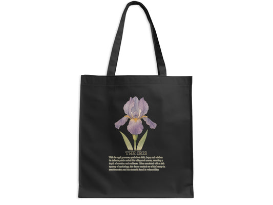 Elegant Black Tote Bag With Purple Iris Flower product type