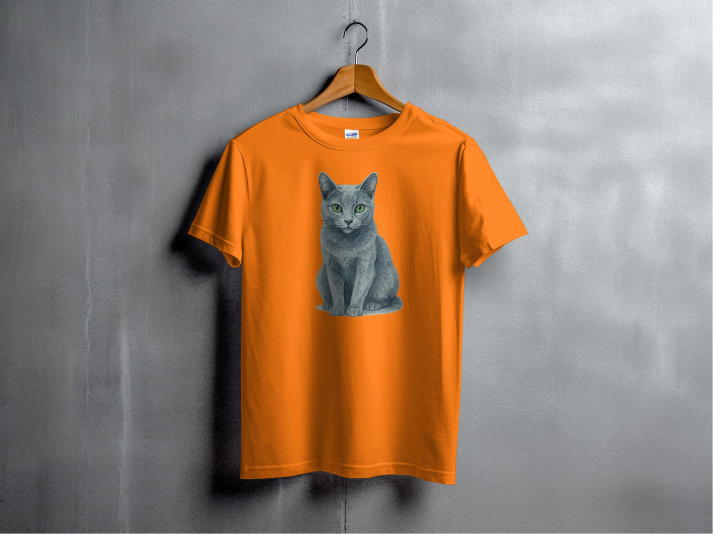 Adorable Grey Cat Illustration on Orange T-shirt product