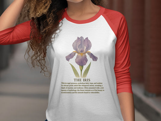 Floral Design Red Sleeves Baseball T-Shirt product