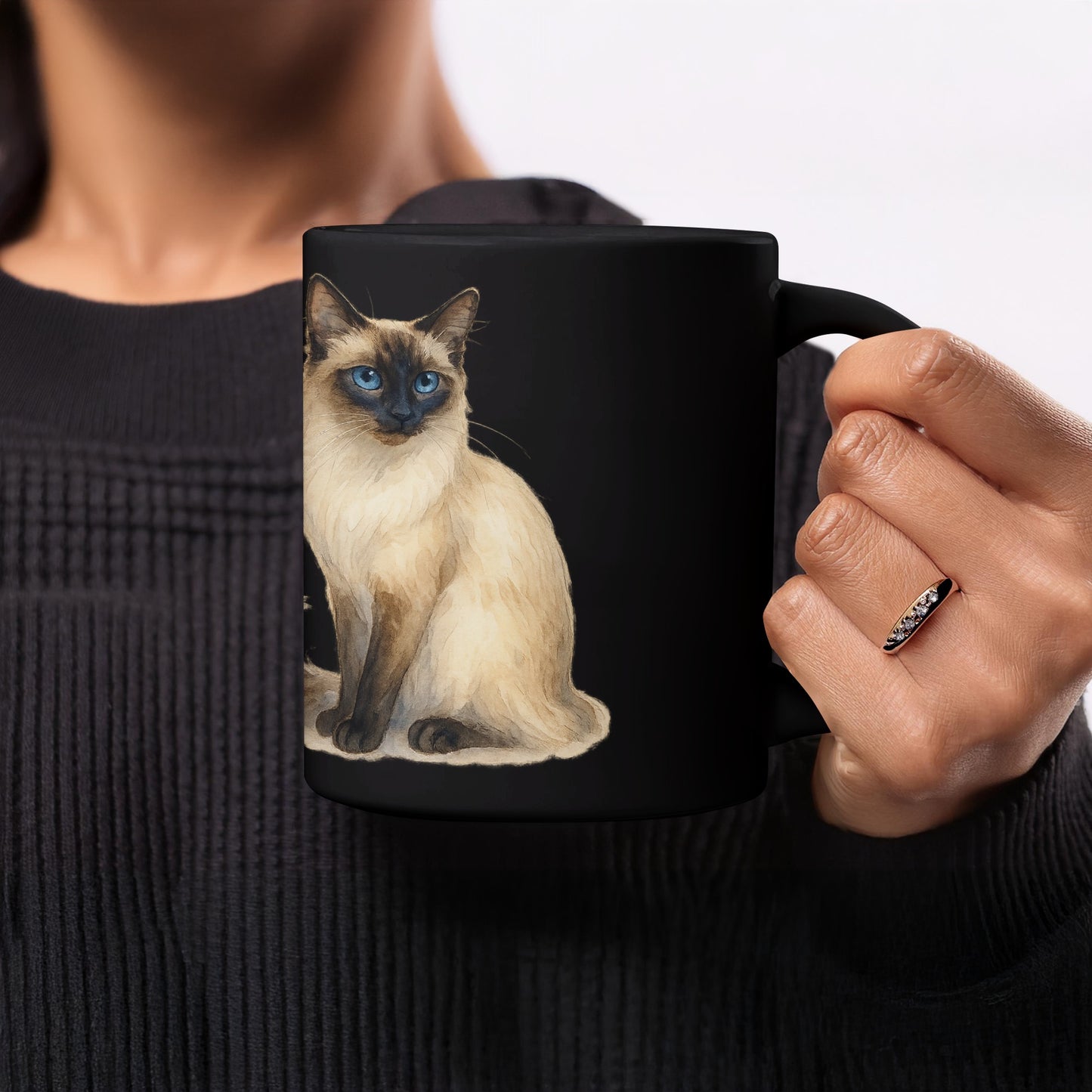 Siamese Cat Artistic Black Coffee Mug Product