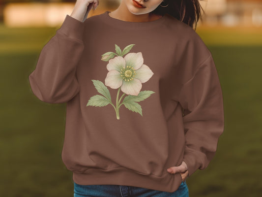 Botanical Flower Graphic Brown Cozy Sweatshirt product type