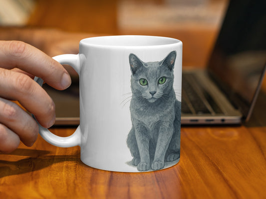 Adorable Gray Cat Picture on Coffee Mug Product